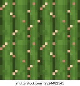 Bamboo tile color abstract seamless pattern texture pixel art background for video game. Knitted design. Isolated vector 8-bit illustration.