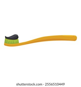 Bamboo toothbrush with black charcoal toothpaste is ready for brushing and promoting good oral hygiene