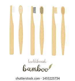 Bamboo Toothbrush Care with different types of bristles. Go Green, Zero Waste.