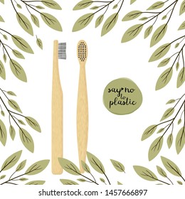 Bamboo Toothbrush Care with different types of bristles. Go Green, Zero Waste.