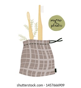 Bamboo Toothbrush Care with different types of bristles. Go Green, Zero Waste.
