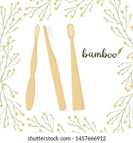 Bamboo Toothbrush Care with different types of bristles. Go Green, Zero Waste.