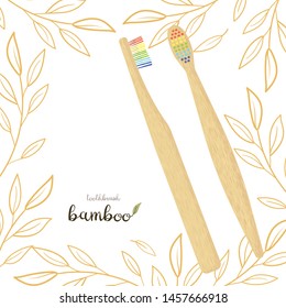 Bamboo Toothbrush Care with different types of bristles. Go Green, Zero Waste.
