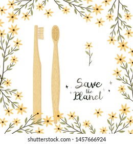 Bamboo Toothbrush Care with different types of bristles. Go Green, Zero Waste.