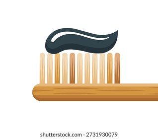 Cepillo de dientes de bambú con pasta de dientes de carbón