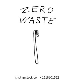 Bamboo toothbrush for dental hygiene - zero waste illustration. Vector illustration