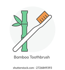 Escova de dentes de bambu apoiando o ícone de cuidado pessoal livre de plástico com traço editável.