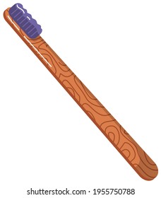Bamboo toothbrush vector icon. Illustration of eco natural brush in flat style, wood tooth brush