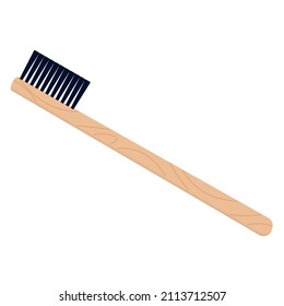 Bamboo Toothbrush Vector Icon. Wooden Toothbrush.