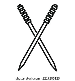 Bambus-Zahnpick-Symbol-Umriss-Vektorgrafik. Zahn-Auswahl. Holzstock