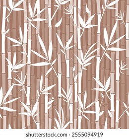 Bamboo tree branches intertwined. Seamless pattern nature theme. Vector pattern of foliage and bombuk stripes