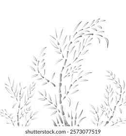 bamboo tree with branches and leaves. Monochrome background