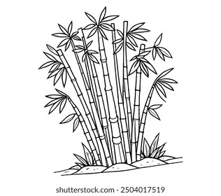 Bamboo Tree Coloring Page for kids