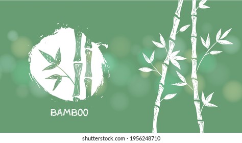 Árbol de bambú. Estilo dibujado a mano. Ilustraciones vectoriales.	