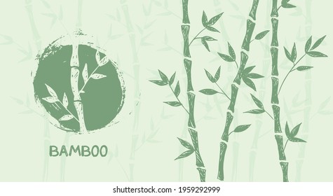 Bamboo tree. Hand drawn style. Vector illustrations.	