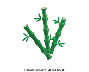 Bamboo tree icon 3d render concept of tropical forest natural trees for green environment and panda food vector illustration