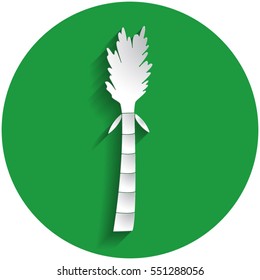 Bamboo tree icon in paper style on green circle