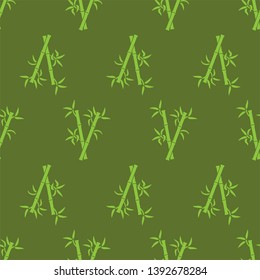 Bamboo Tree Icon Seamless Pattern Vector Art Illustration