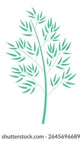Árvore de bambu isolada em fundo transparente. Ilustração de vetor desenhada à mão. Design plano. Planta, arte botânica clip, flora asiática, Japonês Tanabata Festival elemento tradicional, símbolo