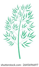 Árvore de bambu isolada em fundo transparente. Ilustração de vetor desenhada à mão. Design plano. Planta, arte botânica clip, flora asiática, Japonês Tanabata Festival elemento tradicional, símbolo