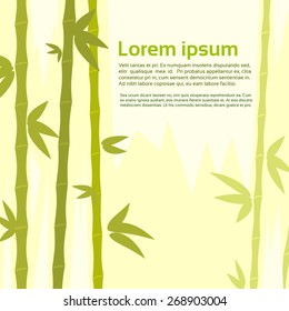 Bamboo Tree Leaves Background with Copy Space Flat Vector Illustration