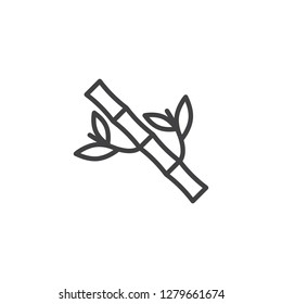 Bamboo tree with leaves line icon. linear style sign for mobile concept and web design. Branch of bamboo outline vector icon. Symbol, logo illustration. Pixel perfect vector graphics