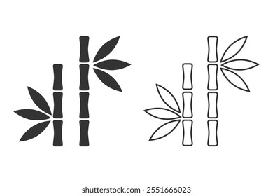 Bamboo tree line icon set flat sign vector