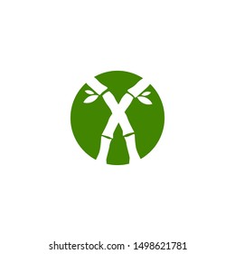 Bamboo tree logo design vector illustration template 