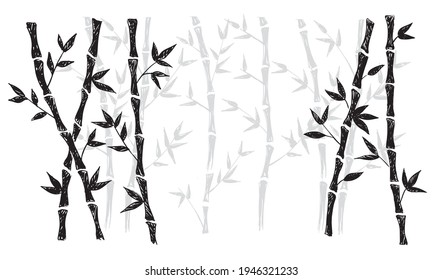 Bamboo tree on white backgrounds. Hand drawn style. Vector illustrations.	