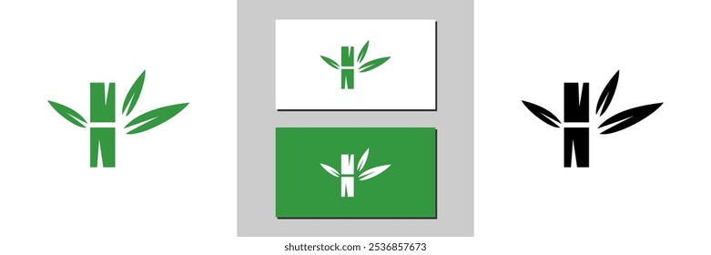 bamboo tree sign icon white and black logo