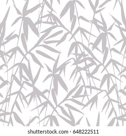 Bamboo tree silhouette seamless pattern on white background in japanese style, black and white japanese design, vector illustration for fabric textile design