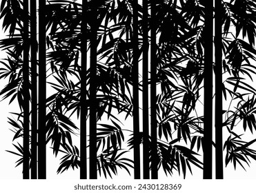 Bamboo tree silhouette vector for design element.