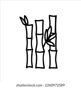 Bamboo, tree trunks. Vector hand-drawn doodles.