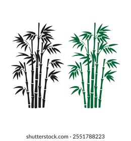 Bamboo tree vector illustration with black versions 