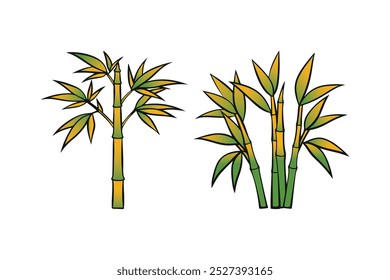 Bamboo tree vector illustration, Explore Chinese and Japanese tree branches and leaves for elegant design inspiration
