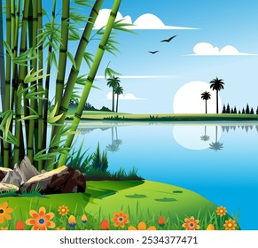 Bamboo tree vector illustration for use.