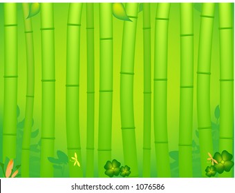 Bamboo tropical forest vector illustration