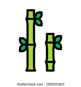 Bamboo vector, Chinese lunar new year filled icon, editable outline
