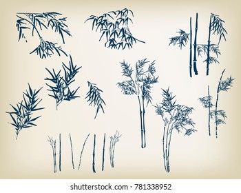 bamboo vector design elements hand drawn