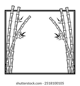 bamboo vector element with leaf and simple color design