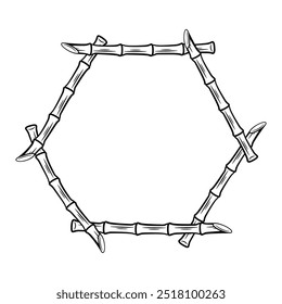 bamboo vector element with leaf and simple color design