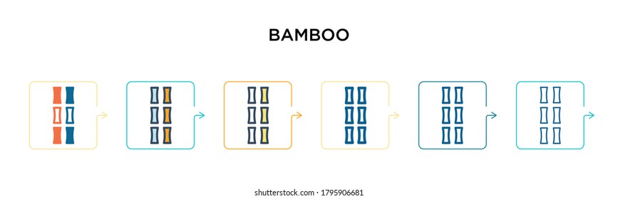 Bamboo vector icon in 6 different modern styles. Black, two colored bamboo icons designed in filled, outline, line and stroke style. Vector illustration can be used for web, mobile, ui