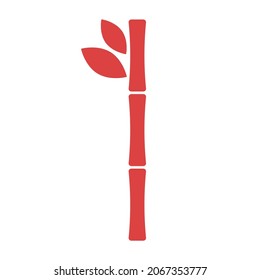 Bamboo vector icon. Red symbol