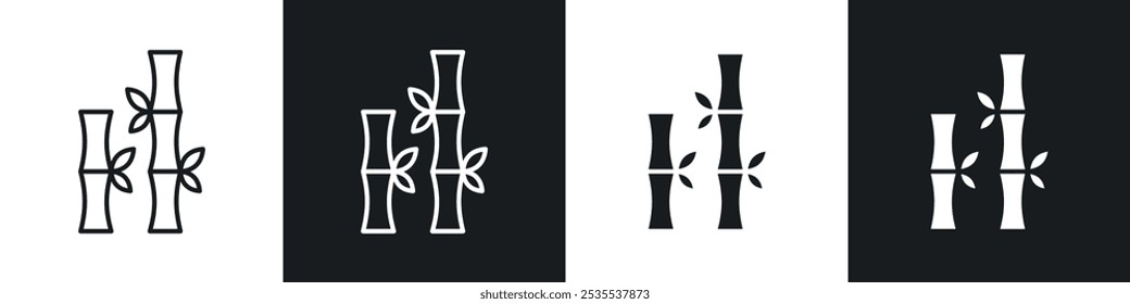 Bamboo vector icon set in black and white. EPS 10 illustration