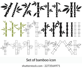 Bamboo vector icon set. bamboo sign on white background.