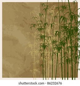 Bamboo vector illustration on a brown paper-background.