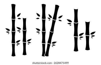 Bamboo vector illustration, Bamboo plant, stems, branches and leaves icon on white background. Vector illustration.