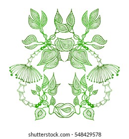Bamboo vector illustration set. The plant, vintage decorative elements vector isolated. Handmade. Indian. Tattoo, spirituality, symbol, printing on mugs, souvenirs, T-shirts, other textiles, fabrics