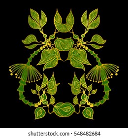 Bamboo vector illustration set. The plant, vintage decorative elements vector isolated. Handmade. Indian. Tattoo, spirituality, symbol, amulet, printing on mugs, souvenirs, T-shirts, textiles, fabrics