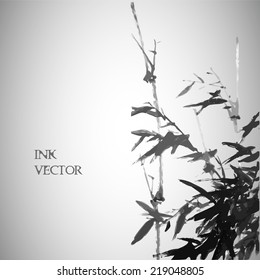Bamboo . Vector illustration. Traditional chinese painting. 